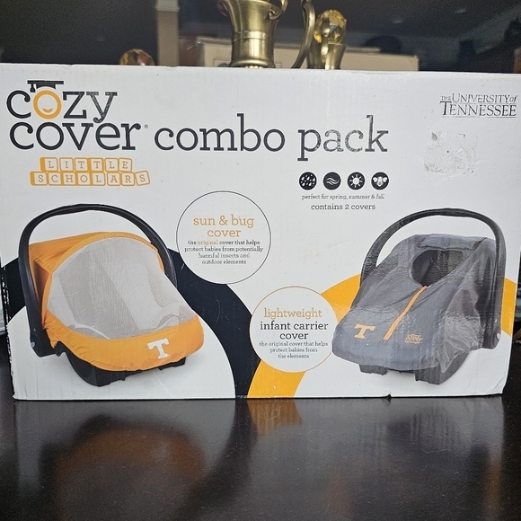 TN Vols UT Cozy Cover Combo Pack‎ Sun/Bug & Lightweight Baby Car Seat Cover - Picture 1 of 8